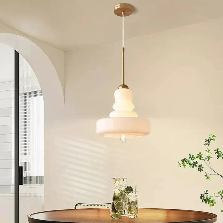 Orelia | retro szklana lampa wisząca o układzie piętrowym