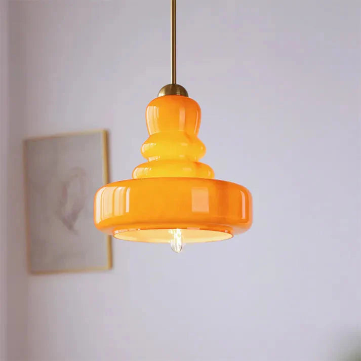 Orelia | retro szklana lampa wisząca o układzie piętrowym
