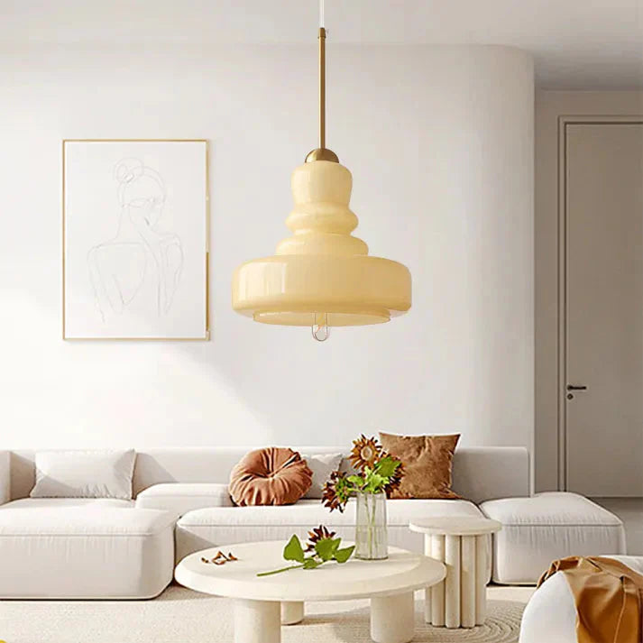 Orelia | retro szklana lampa wisząca o układzie piętrowym
