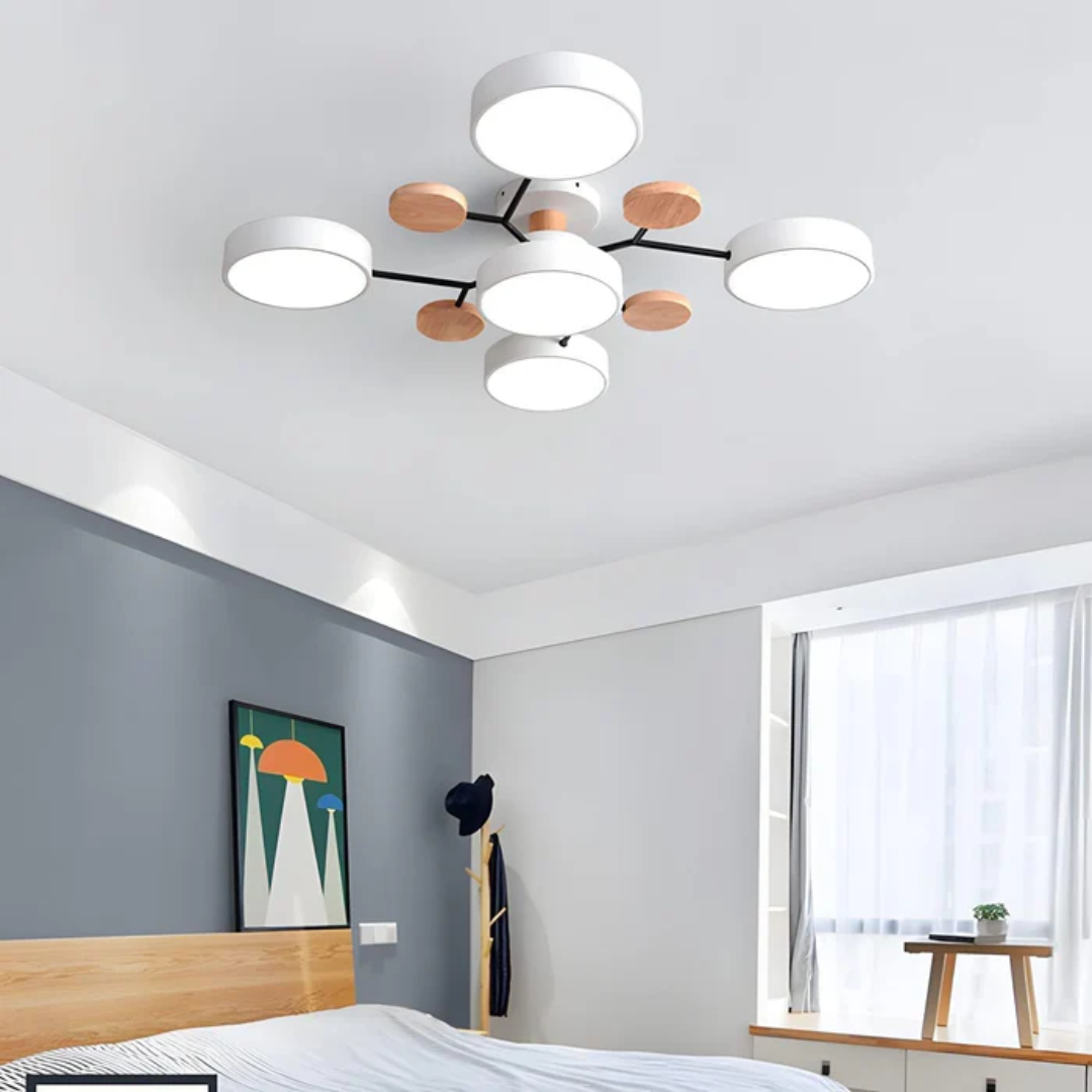 Ardena | Nowoczesna lampa sufitowa LED z drewnianymi detalami