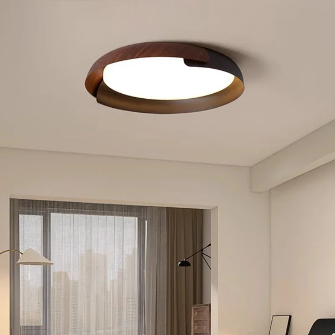 Aurelio – lampa sufitowa LED z drewnianą ramą
