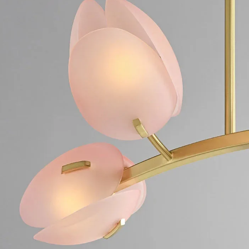 Nordlicht | Lampa sufitowa z różowego szkła w kształcie tulipana