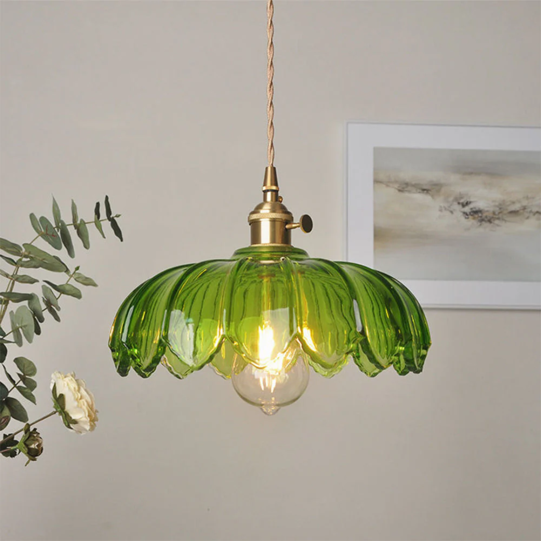 Verdina | Szklana lampa wisząca w stylu kwiatowym