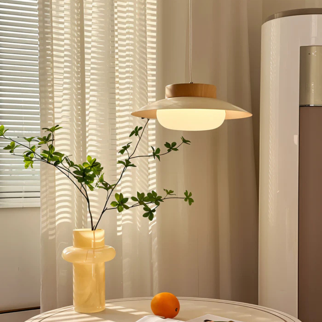 Nuvora | Lampa wisząca z drewna i szkła