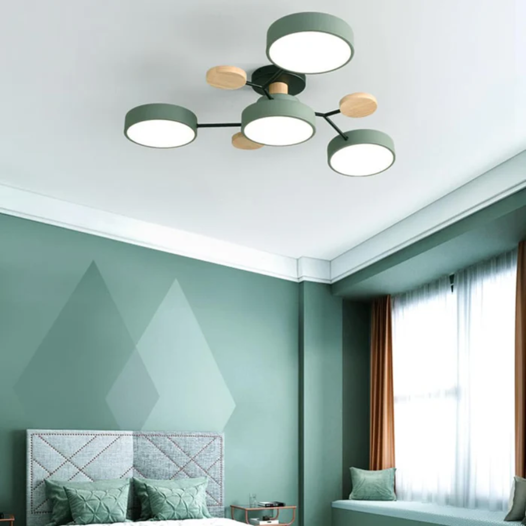 Ardena | Nowoczesna lampa sufitowa LED z drewnianymi detalami