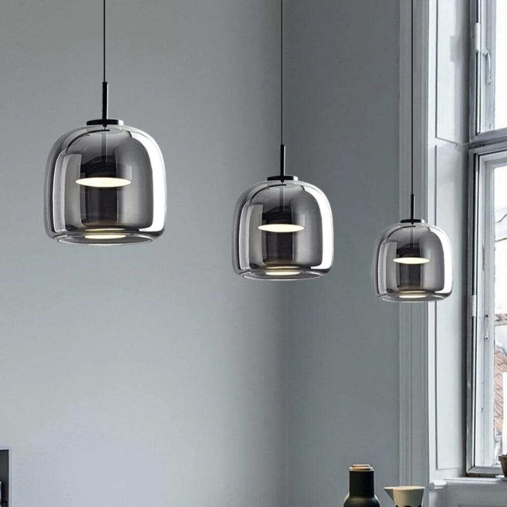 Glazura | Lampa wisząca ze szkła dymionego
