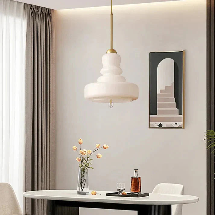 Orelia | retro szklana lampa wisząca o układzie piętrowym