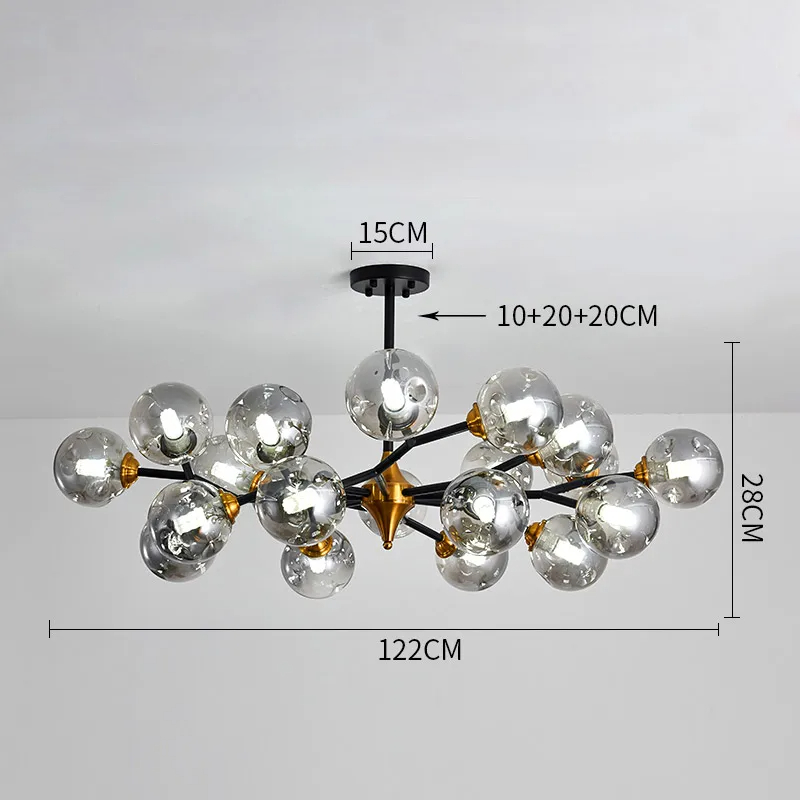 Virello | Lampa sufitowa z kulkami ze szkła dymnego