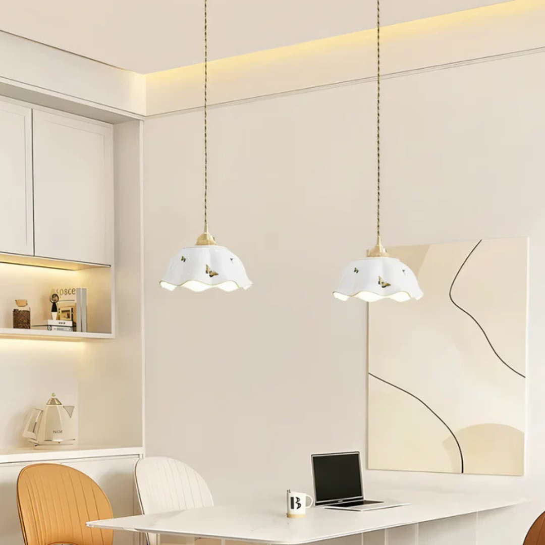 Lampa wisząca LED | Ceramiczny motyl do stołu jadalnego