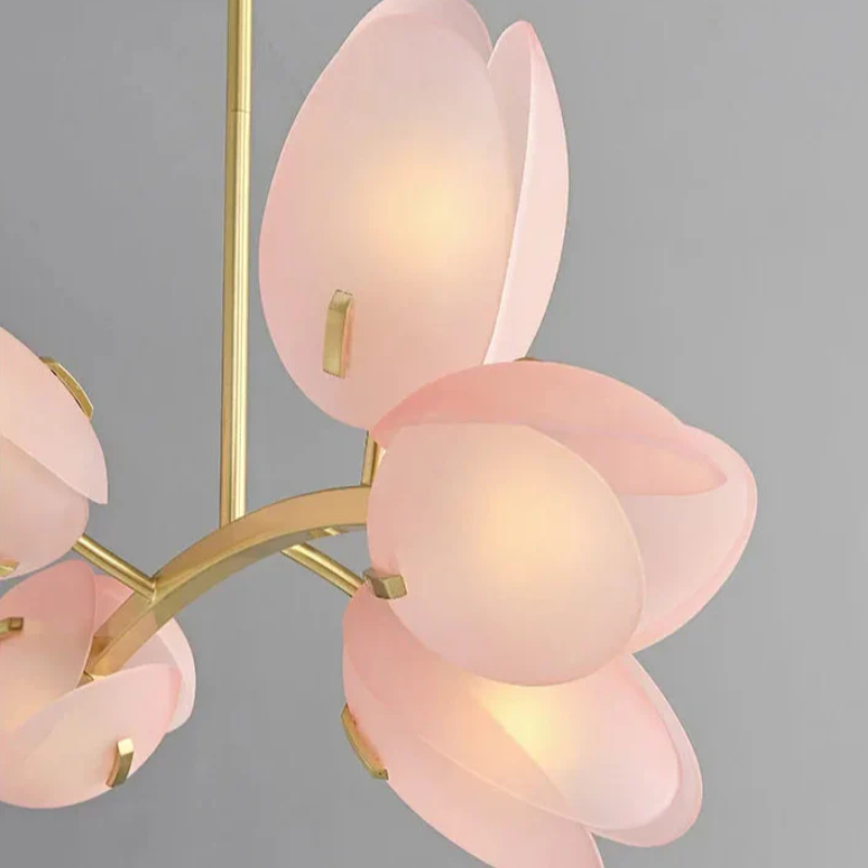 Nordlicht | Lampa sufitowa z różowego szkła w kształcie tulipana
