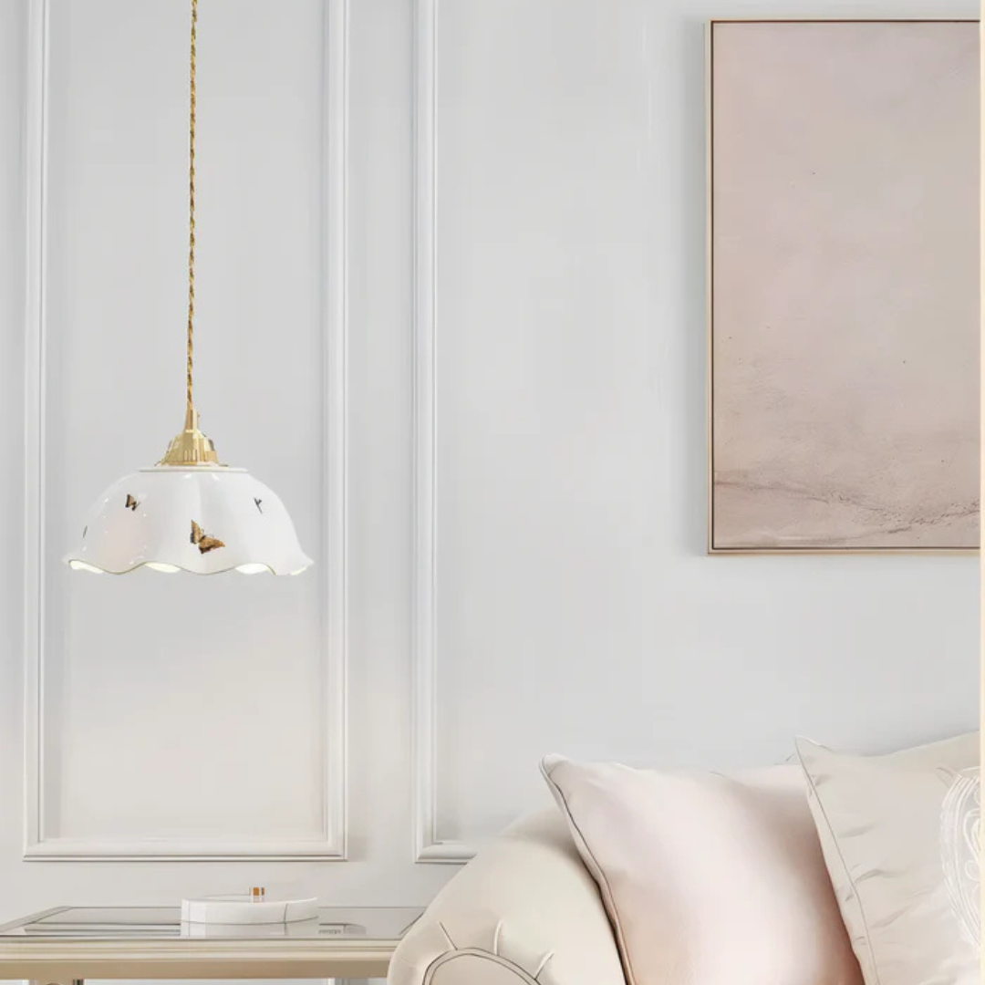 Lampa wisząca LED | Ceramiczny motyl do stołu jadalnego