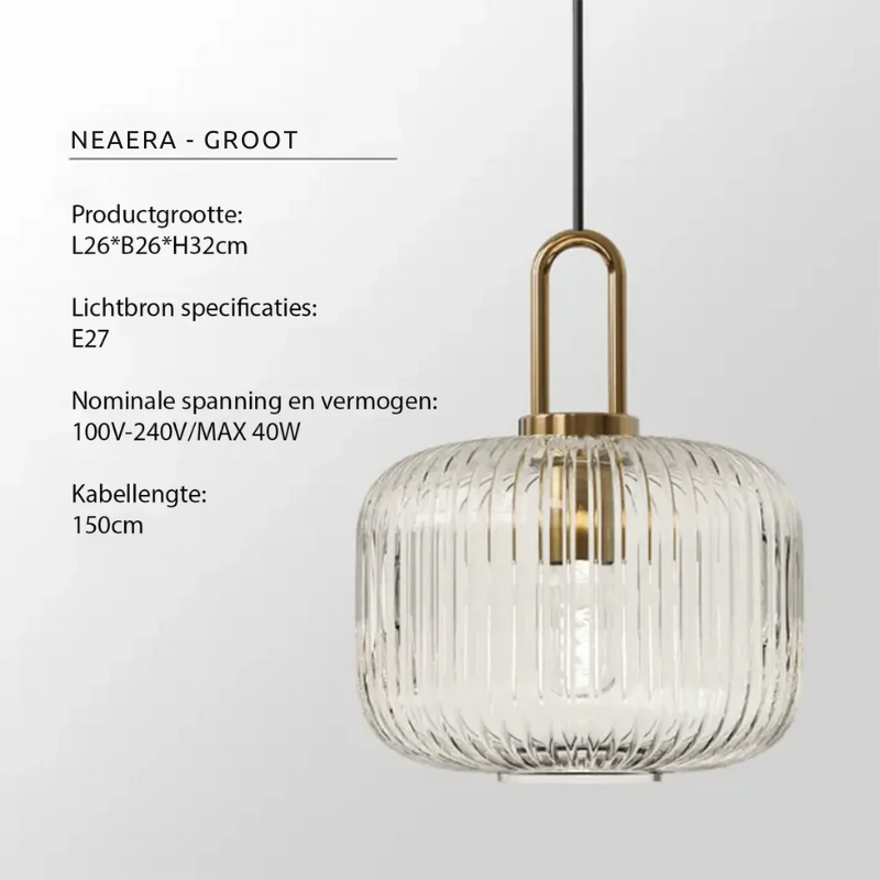 Clarena | Lampa wisząca w stylu szklanym z żłobieniami