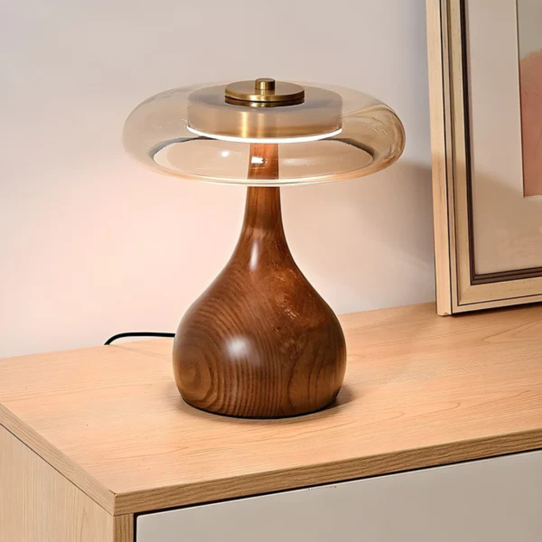 Bezprzewodowa drewniana lampa stołowa | Lampa wewnętrzna LED