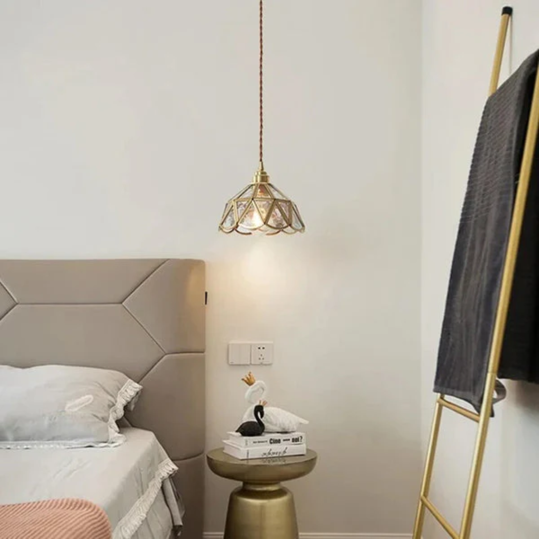 Lunavera | Vintage szklana lampa wisząca w kształcie kwiatu