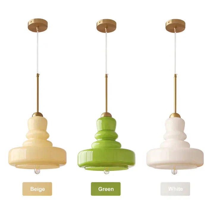 Orelia | retro szklana lampa wisząca o układzie piętrowym