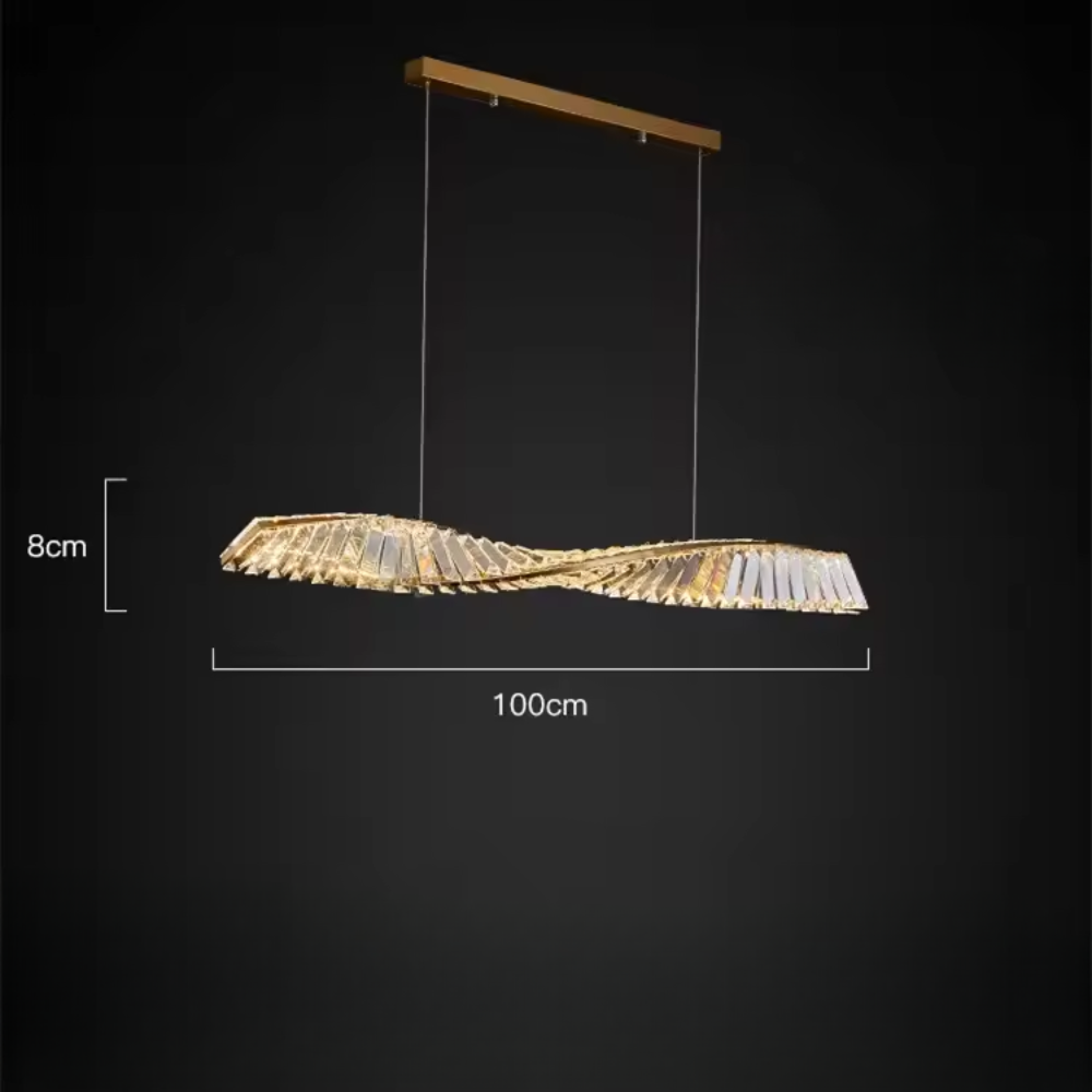 Velmira | lampa wisząca LED z złotą ramą