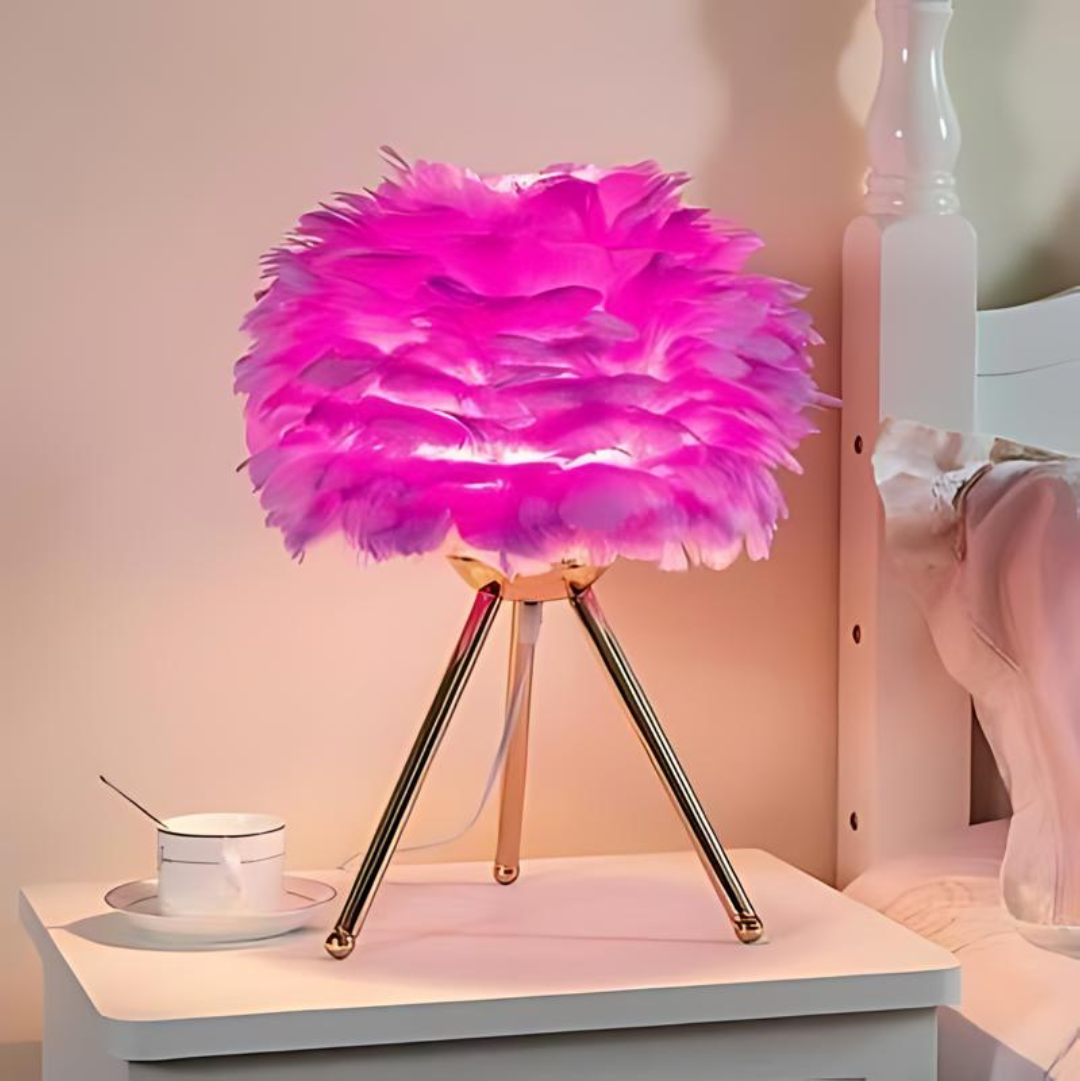 Lunara | Lampa stołowa z abażurem z piór