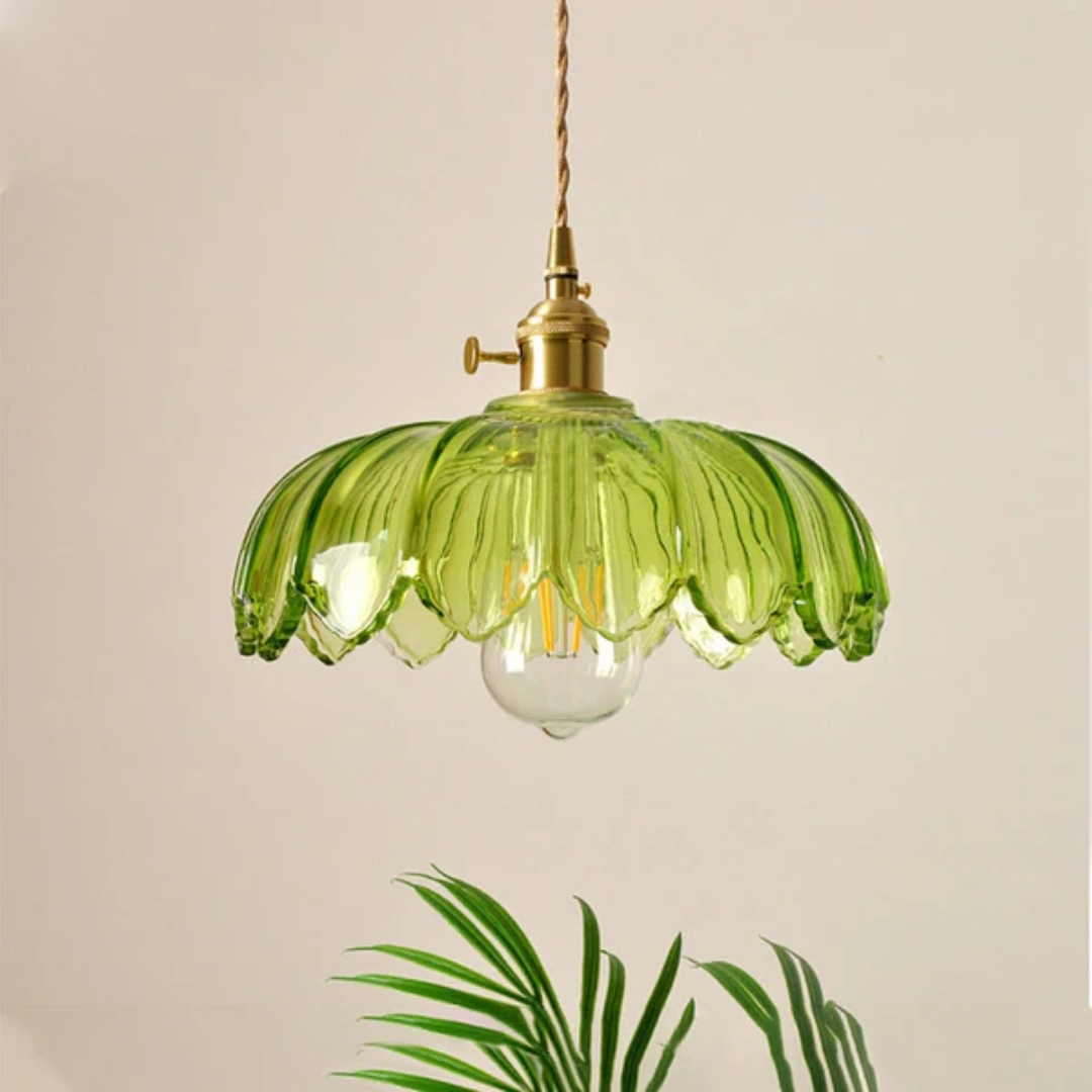Verdina | Szklana lampa wisząca w stylu kwiatowym