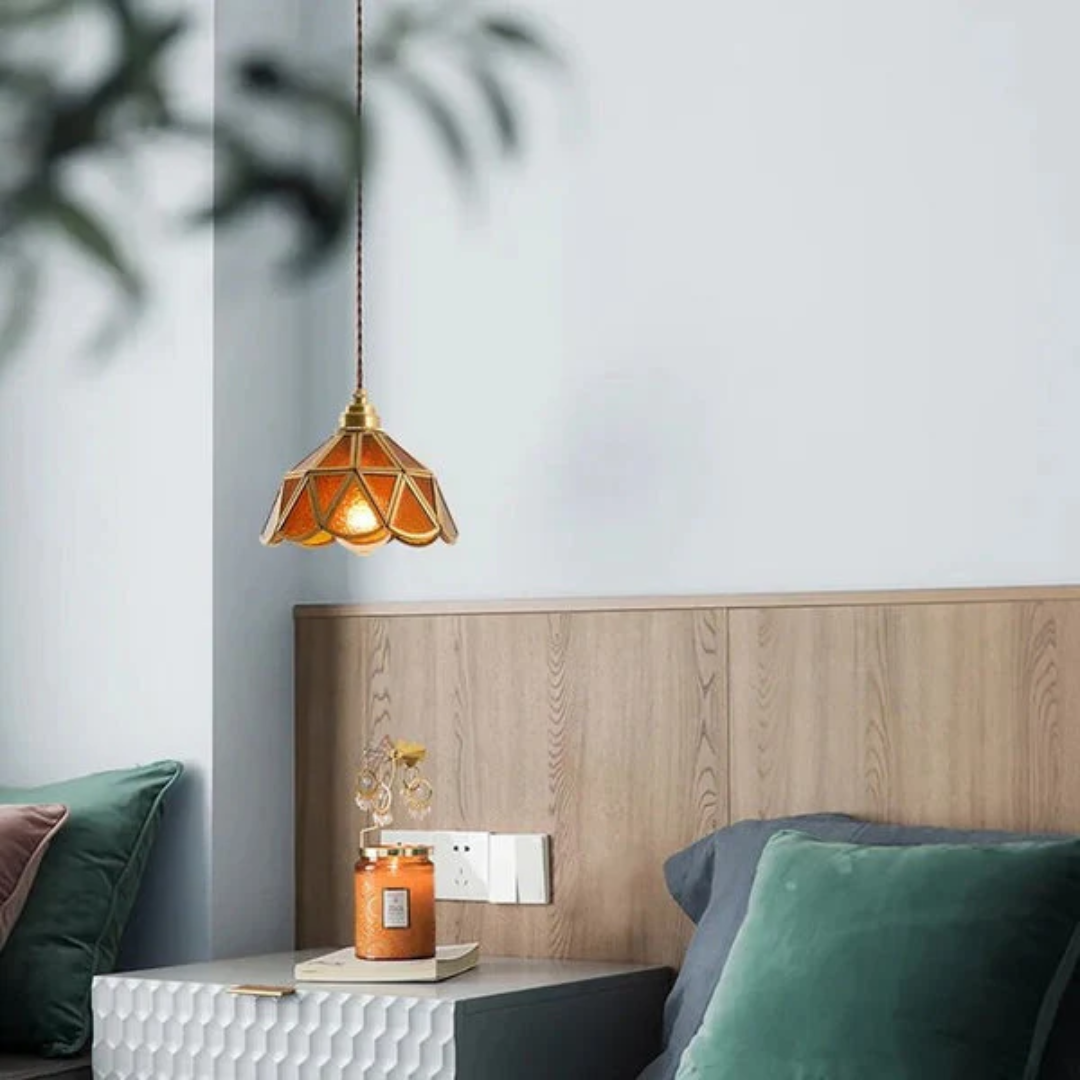 Lunavera | Vintage szklana lampa wisząca w kształcie kwiatu
