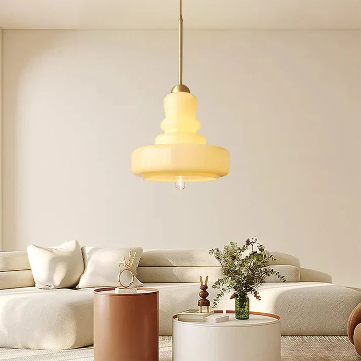 Orelia | retro szklana lampa wisząca o układzie piętrowym
