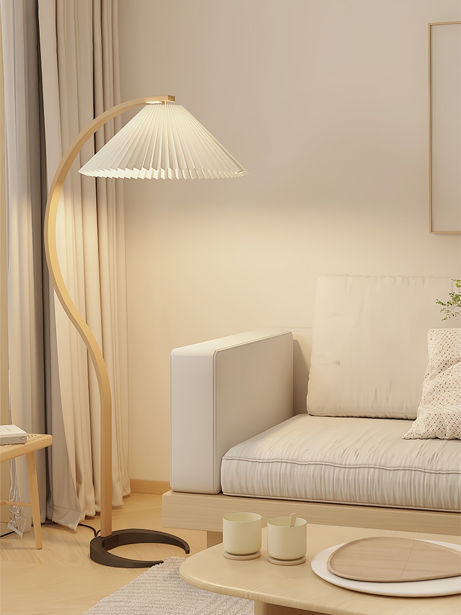 Clavina | Zakrzywiona drewniana lampa podłogowa