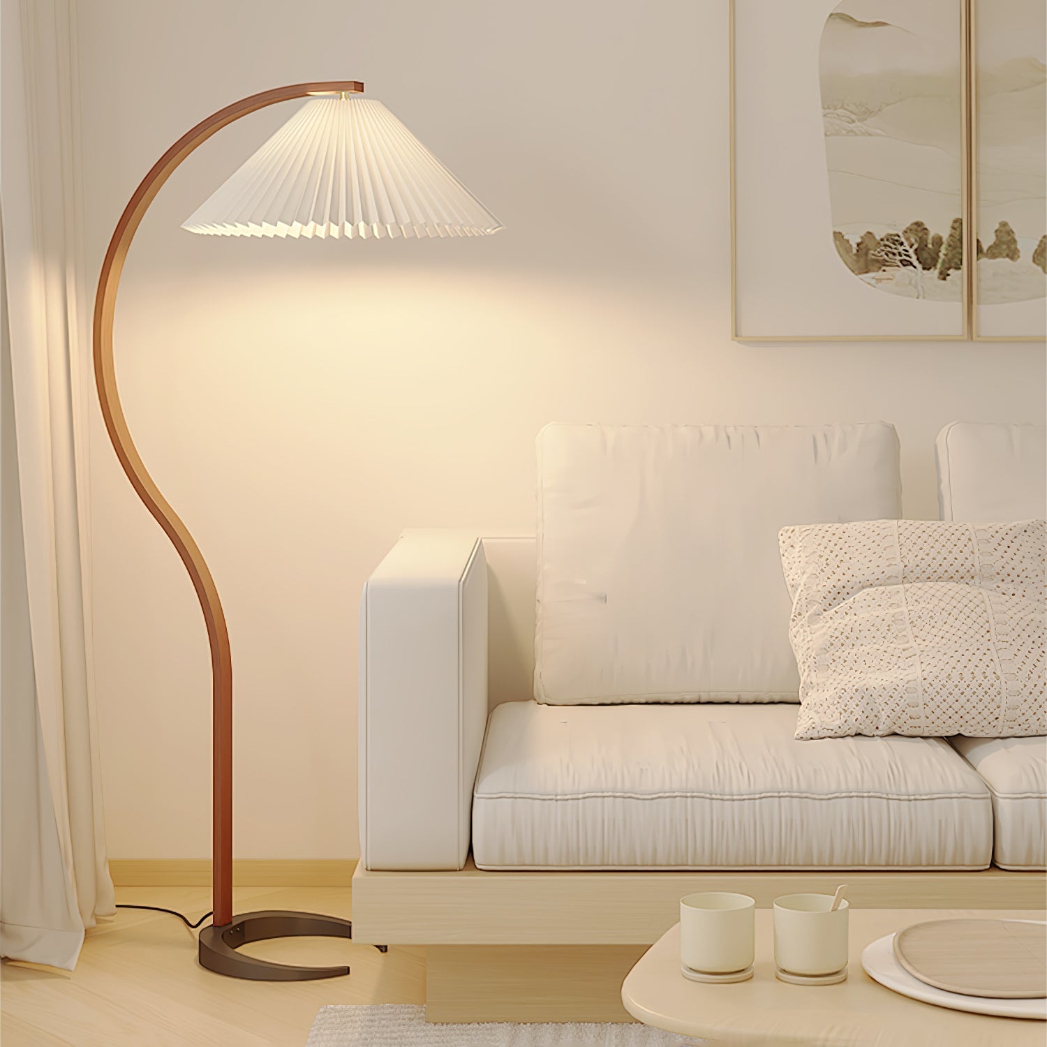 Clavina | Zakrzywiona drewniana lampa podłogowa