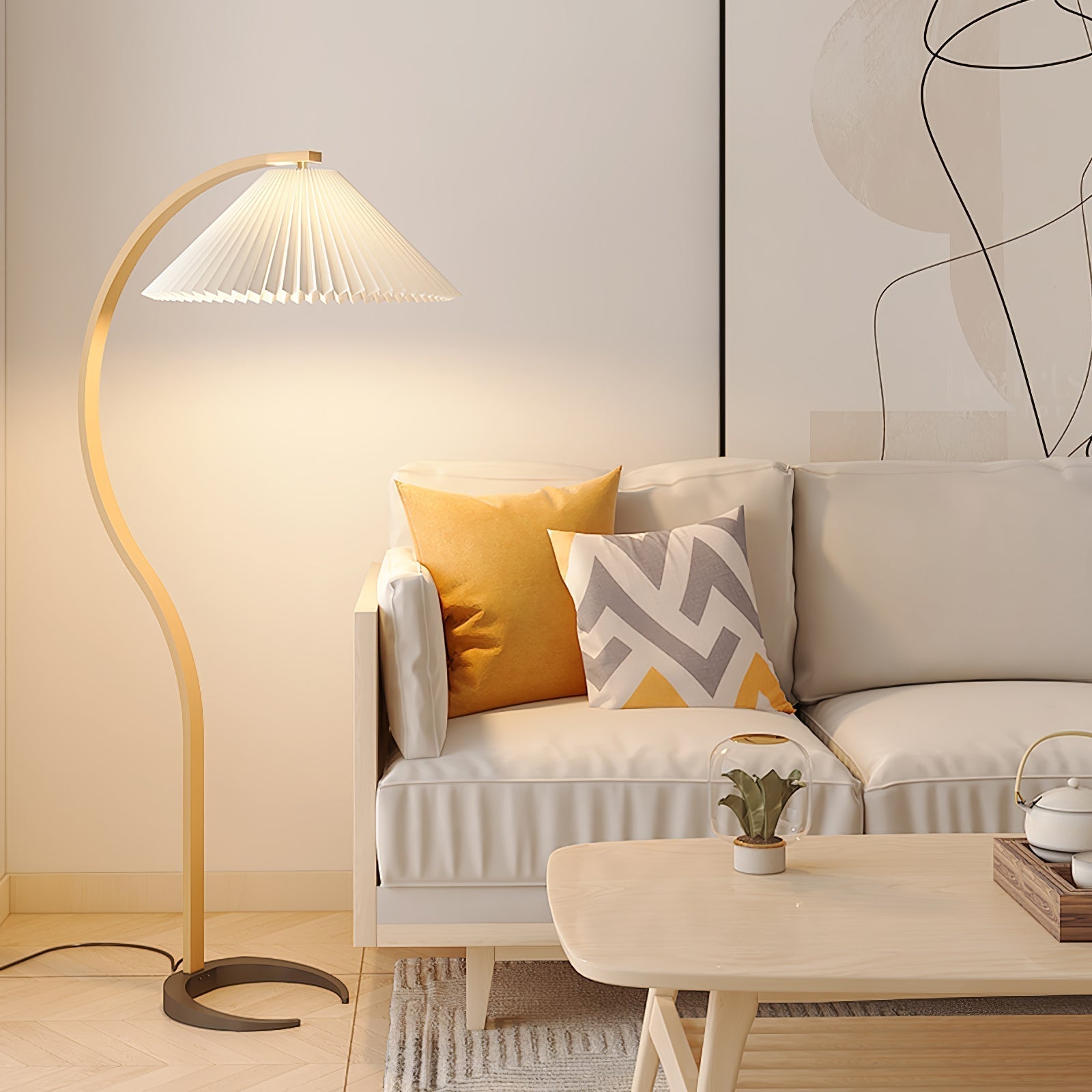 Clavina | Zakrzywiona drewniana lampa podłogowa