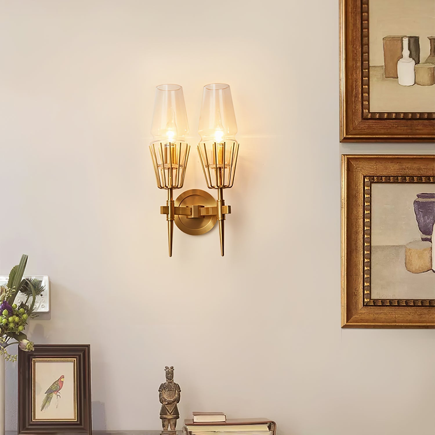 Castello | Kinkiet LED w kolorze starego miedzianego szkła