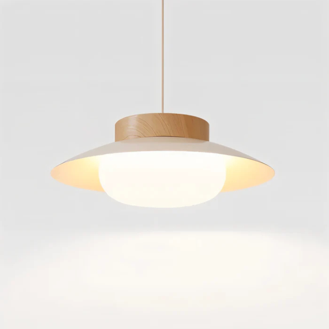 Nuvora | Lampa wisząca z drewna i szkła