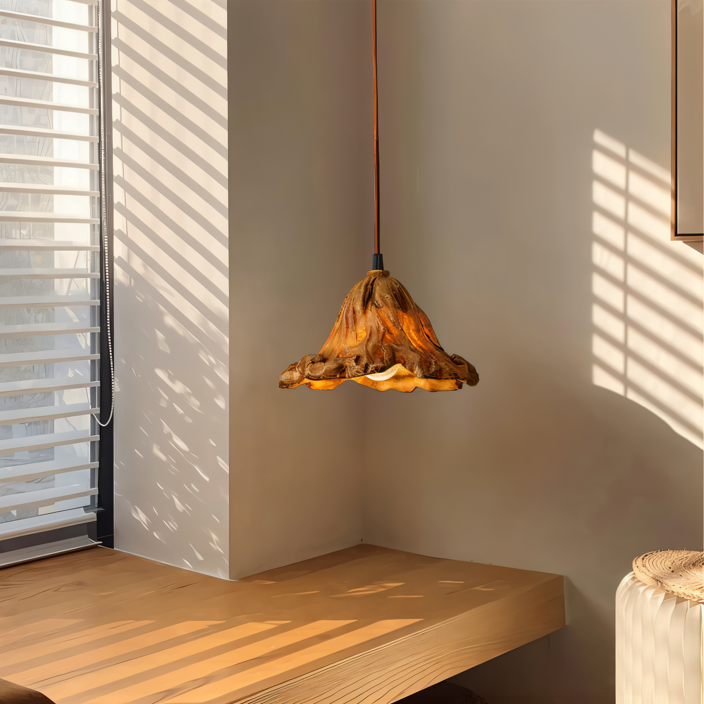 Dravena | Lampa wisząca z drewnianym wzorem