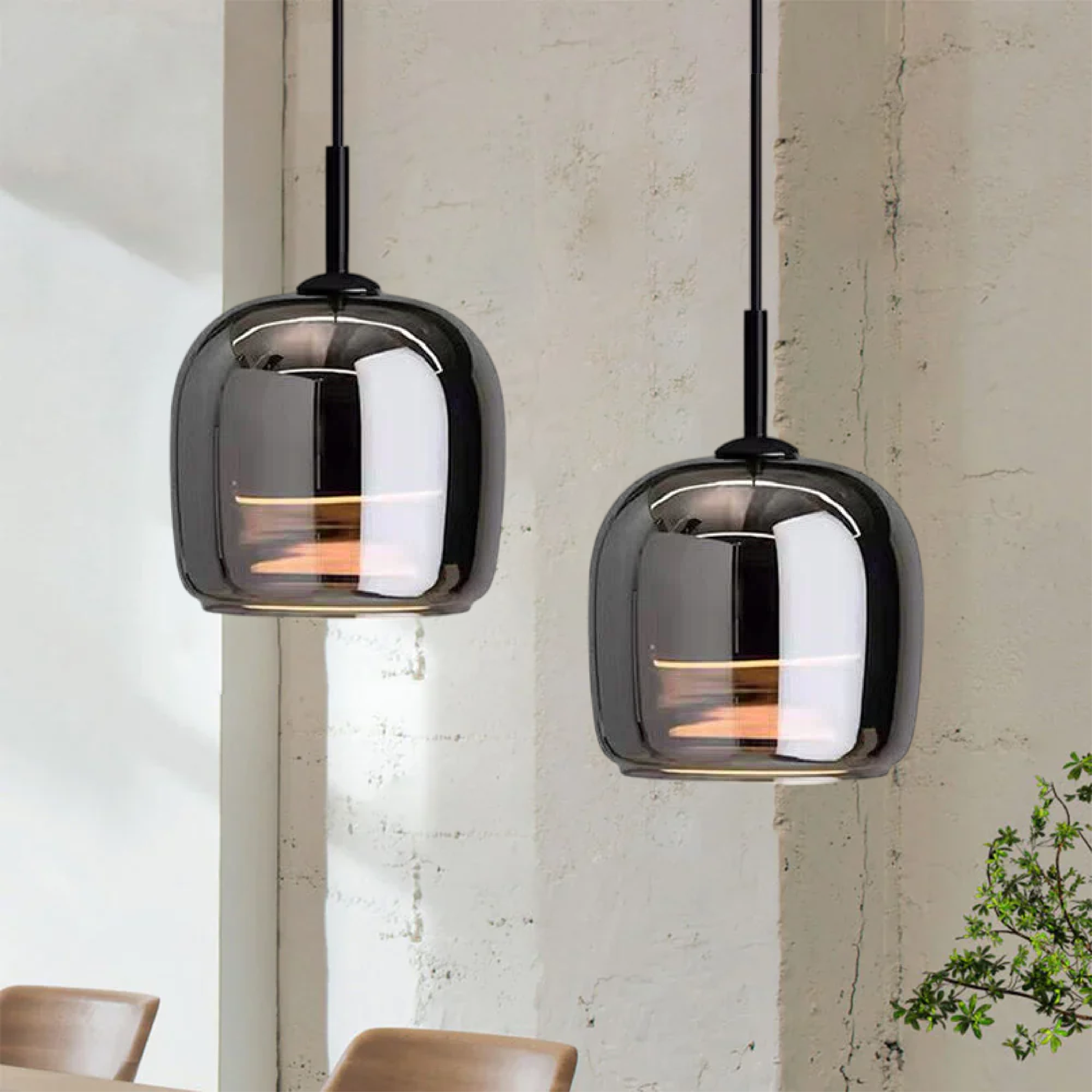 Glazura | Lampa wisząca ze szkła dymionego