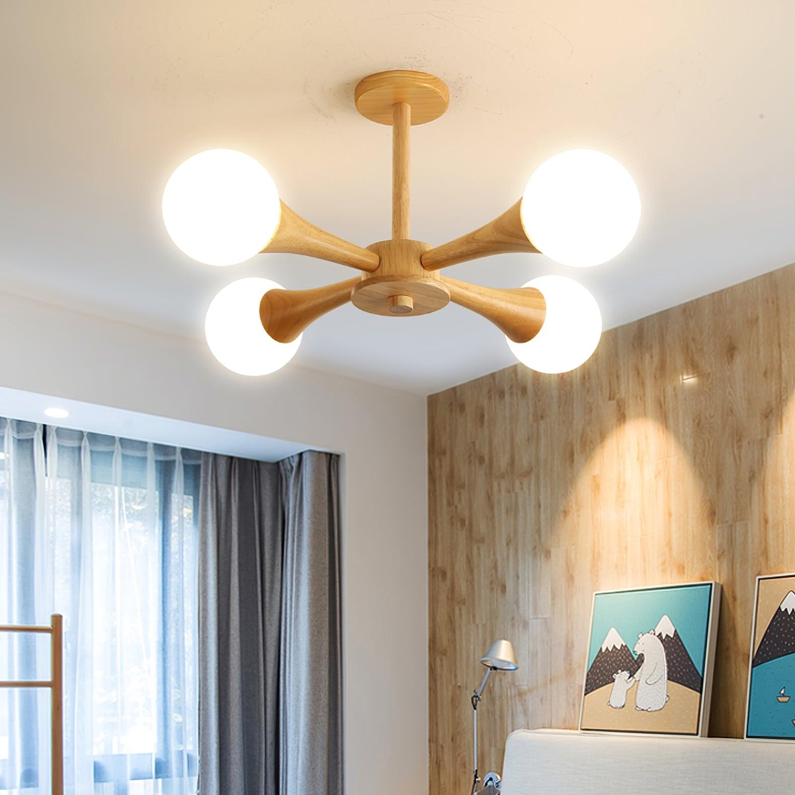 Trevian | Drewniana lampa sufitowa LED z 4 światłami
