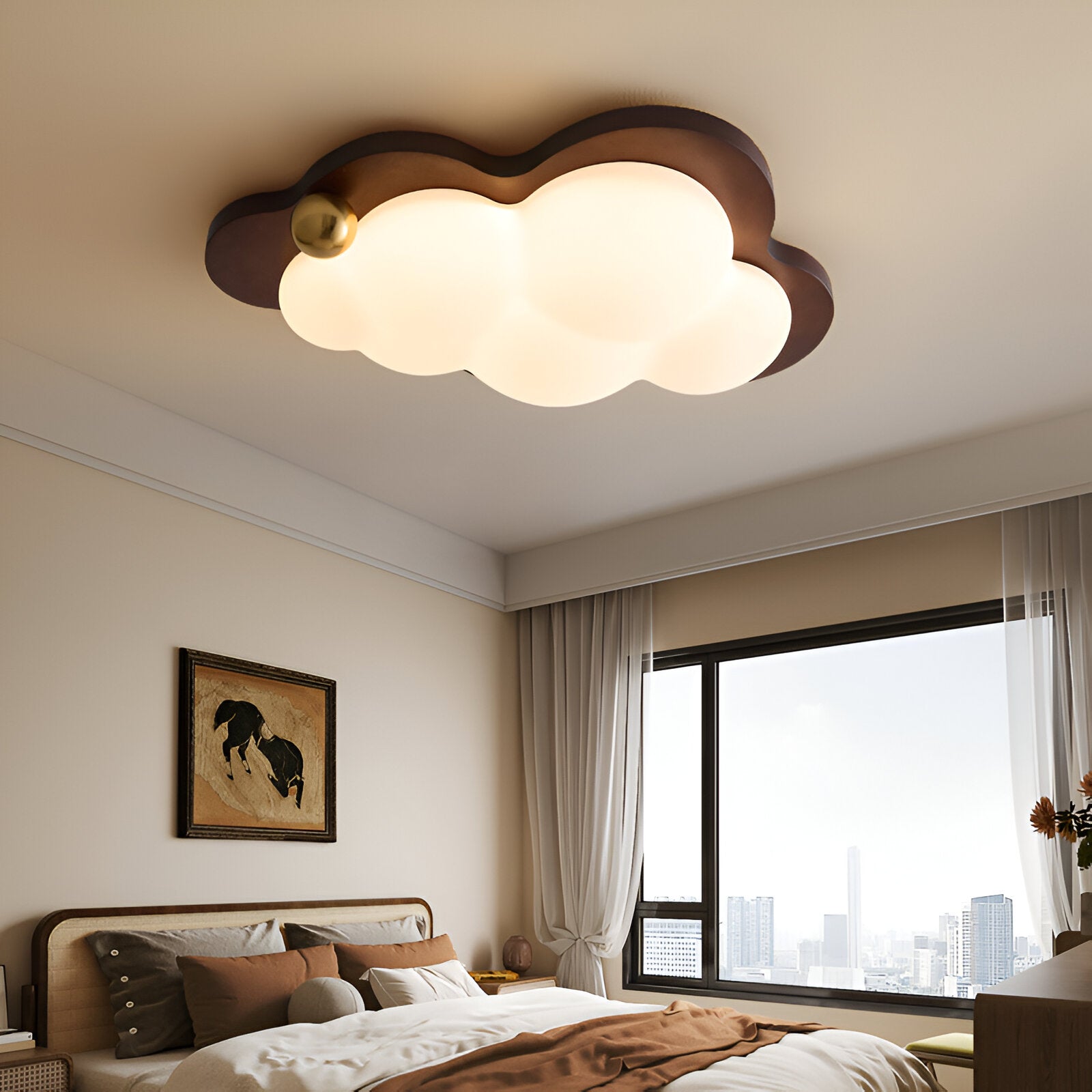 Loft | Drewniana lampa sufitowa LED