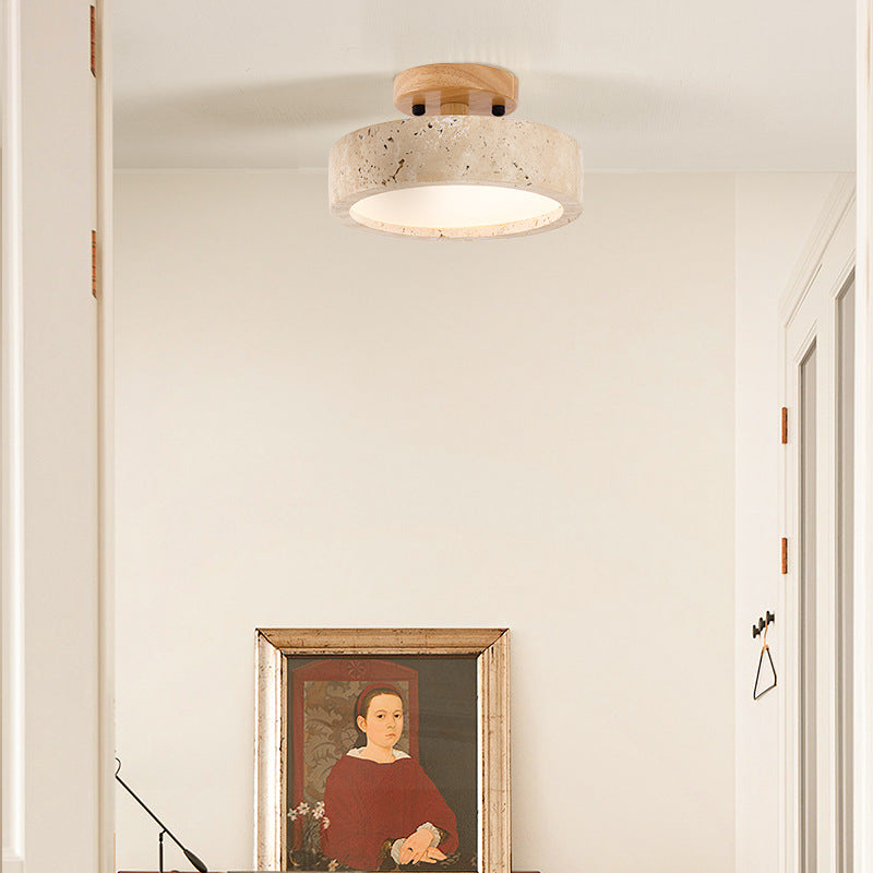 Nera | Okrągła lampa sufitowa LED z trawertynu