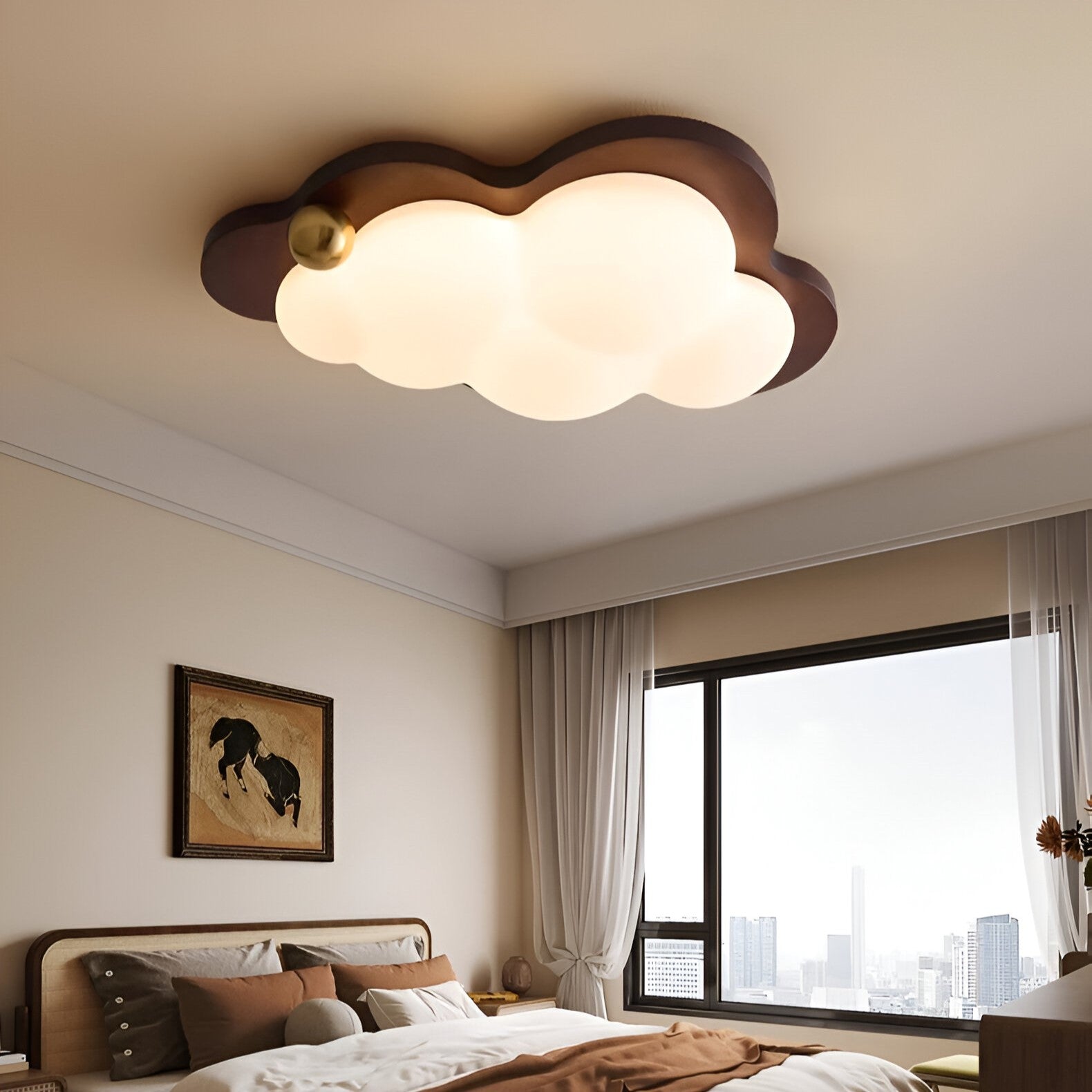 Loft | Drewniana lampa sufitowa LED