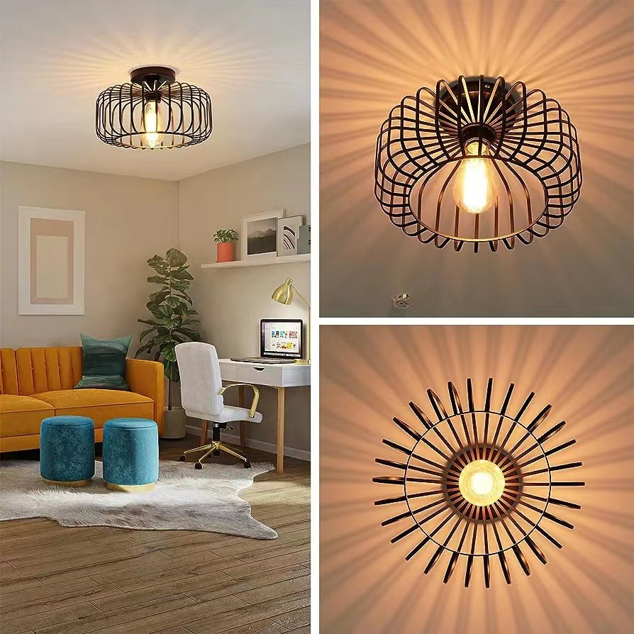 Cuckoo | Lampa sufitowa industrialna w kształcie klatki dla ptaków