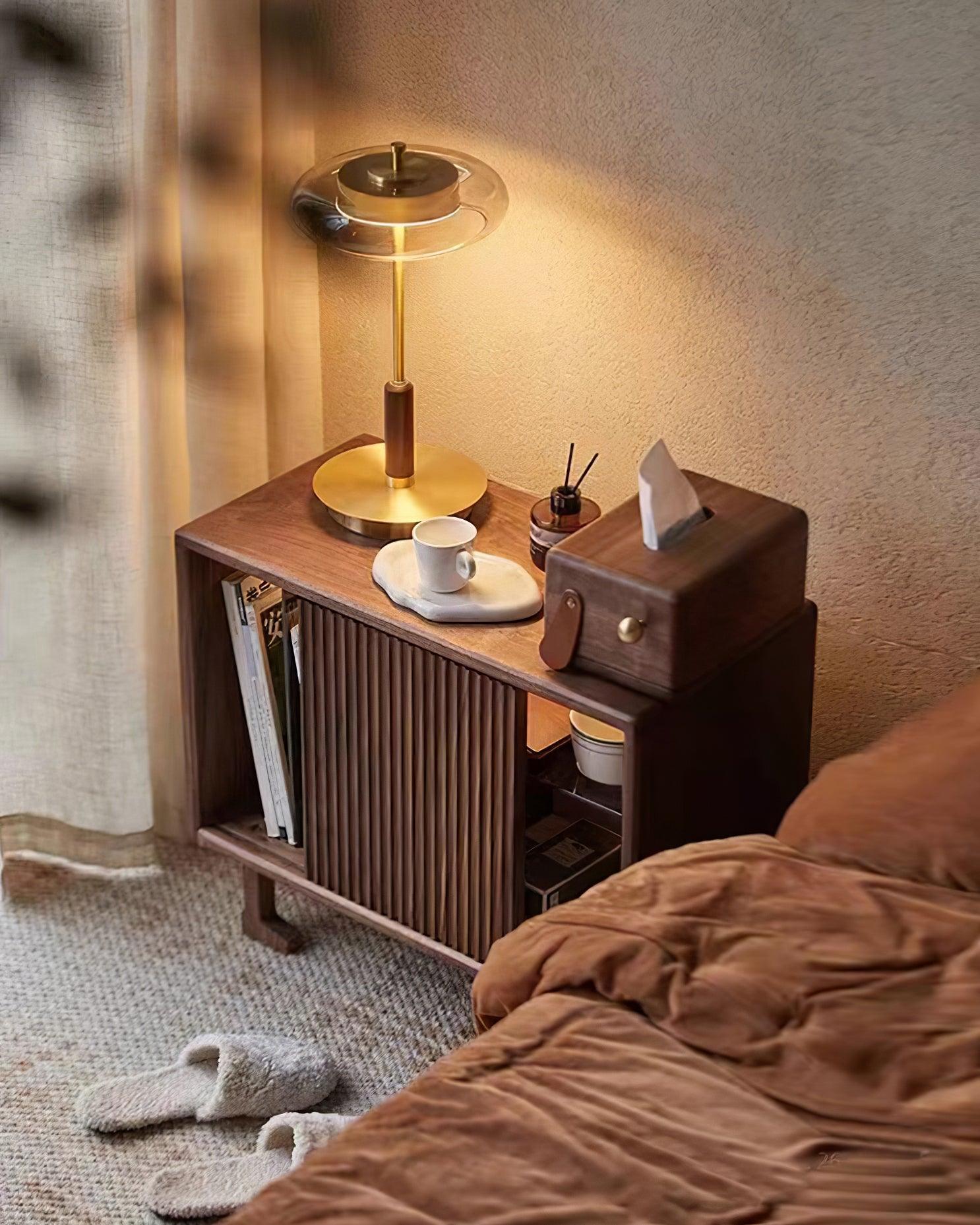 Lumisol | Lampa stołowa ze szkła i drewna