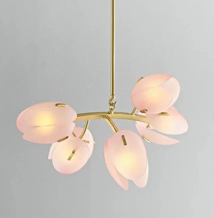 Nordlicht | Lampa sufitowa z różowego szkła w kształcie tulipana