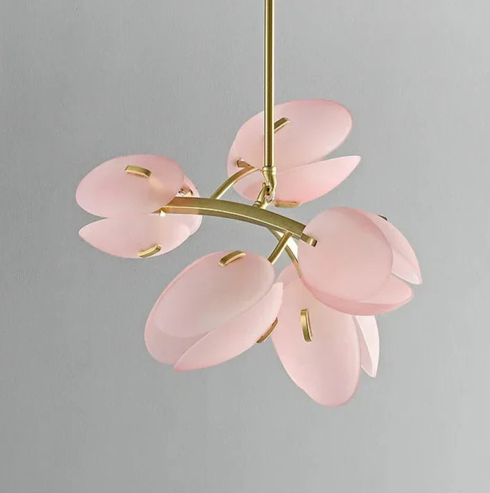 Nordlicht | Lampa sufitowa z różowego szkła w kształcie tulipana