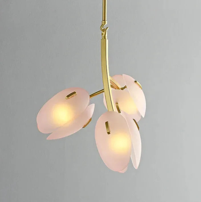 Nordlicht | Lampa sufitowa z różowego szkła w kształcie tulipana