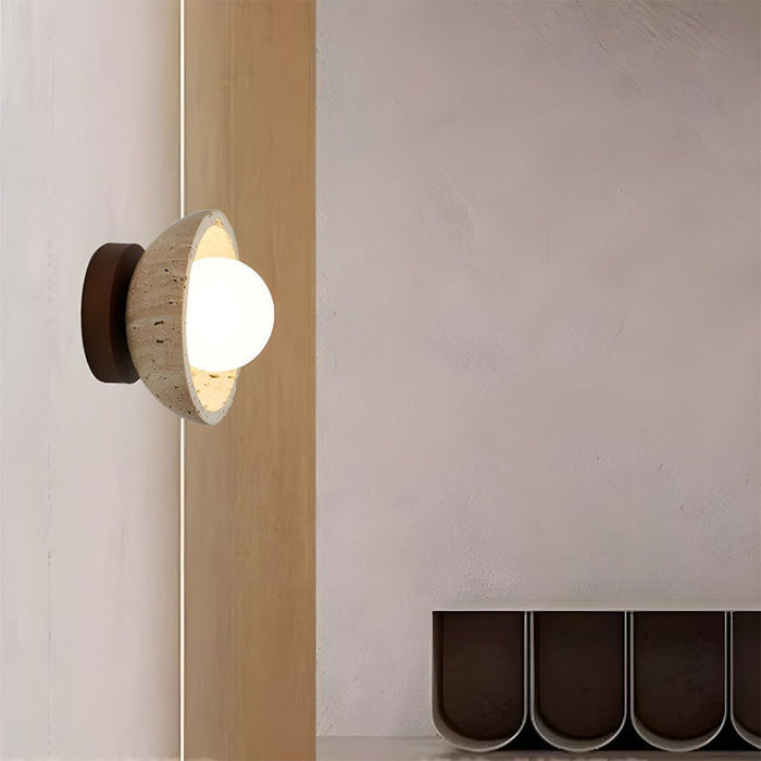Boho | Kinkiet LED z naturalnego kamienia trawertynowego