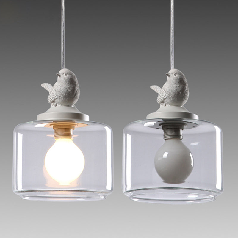Avelora | Lampa wisząca z ptakiem i szklanym cylindrem