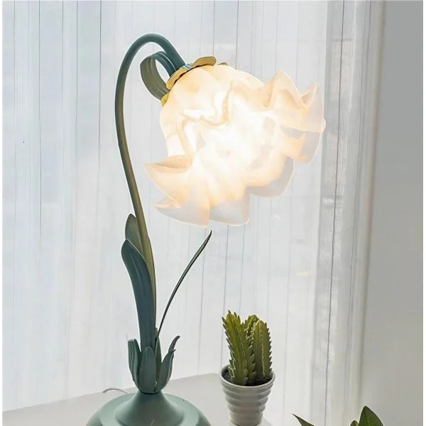 Florina | Kwiatowa lampa stołowa z kloszem w kształcie kwiatu