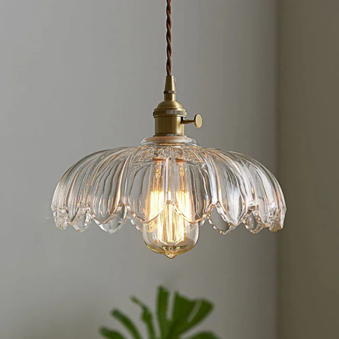 Verdina | Szklana lampa wisząca w stylu kwiatowym