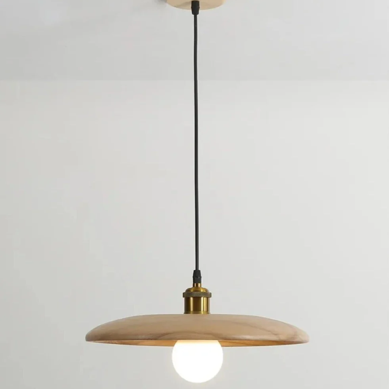 Oriva | Lampa wisząca w kształcie drewnianego krążka