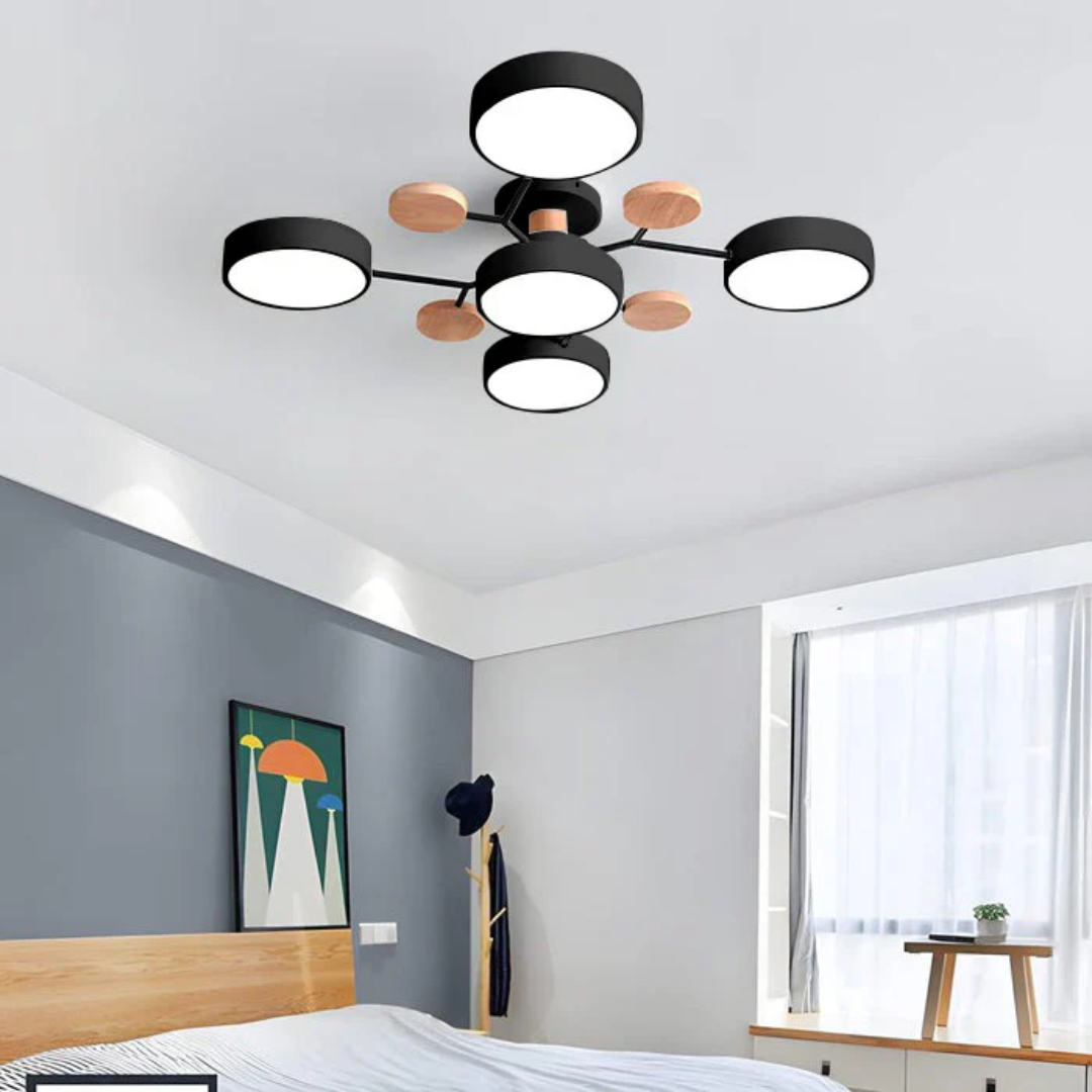 Ardena | Nowoczesna lampa sufitowa LED z drewnianymi detalami
