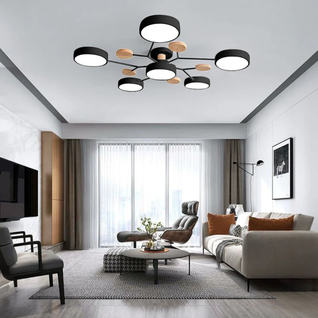 Ardena | Nowoczesna lampa sufitowa LED z drewnianymi detalami