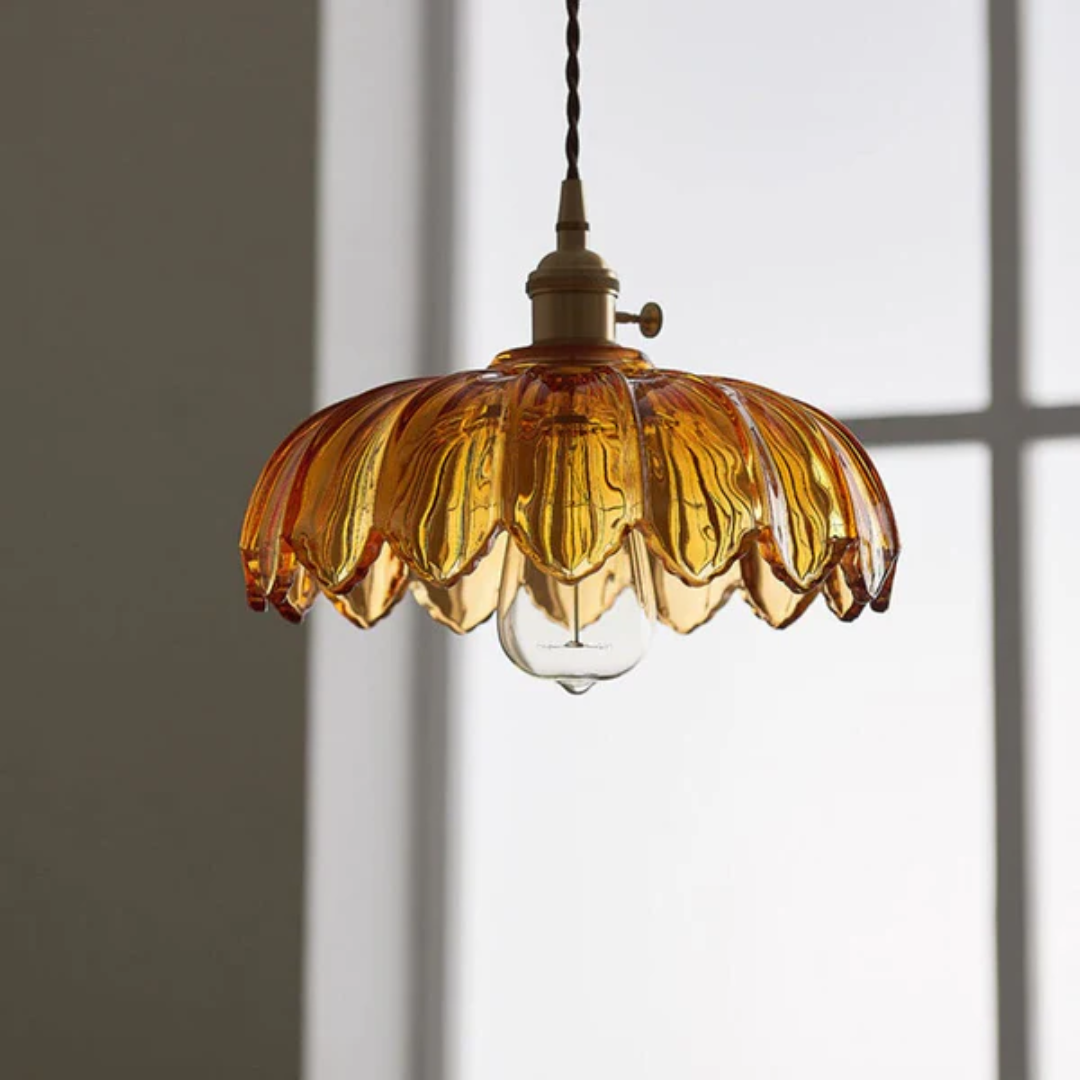 Verdina | Szklana lampa wisząca w stylu kwiatowym