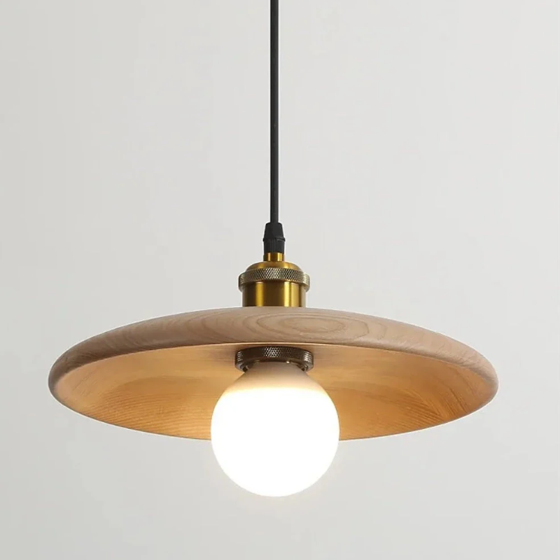 Oriva | Lampa wisząca w kształcie drewnianego krążka