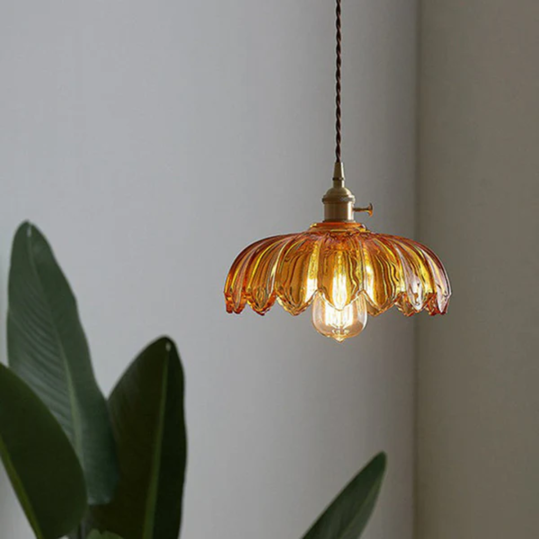 Verdina | Szklana lampa wisząca w stylu kwiatowym